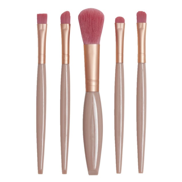 Kit de 5 pinceaux &agrave; maquillage dans bo&icirc;te avec miroir 7x13,5cm