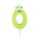 Bougie chiffre 0 cire personnage rayures vert et jaune H8,5cm