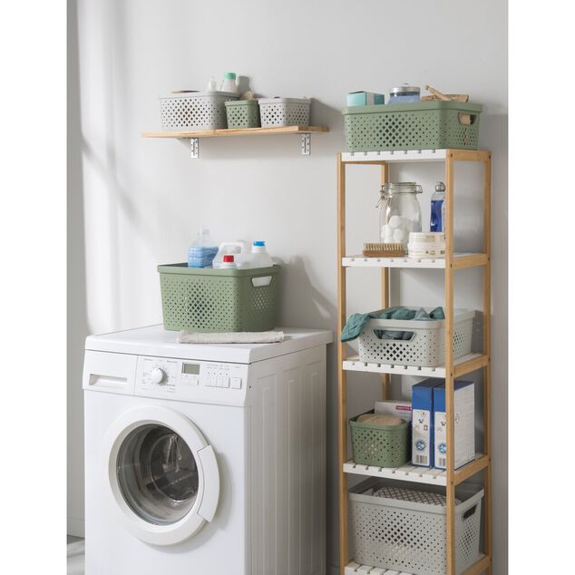 Panier de rangement plastique blanc 35x26,5xH21cm