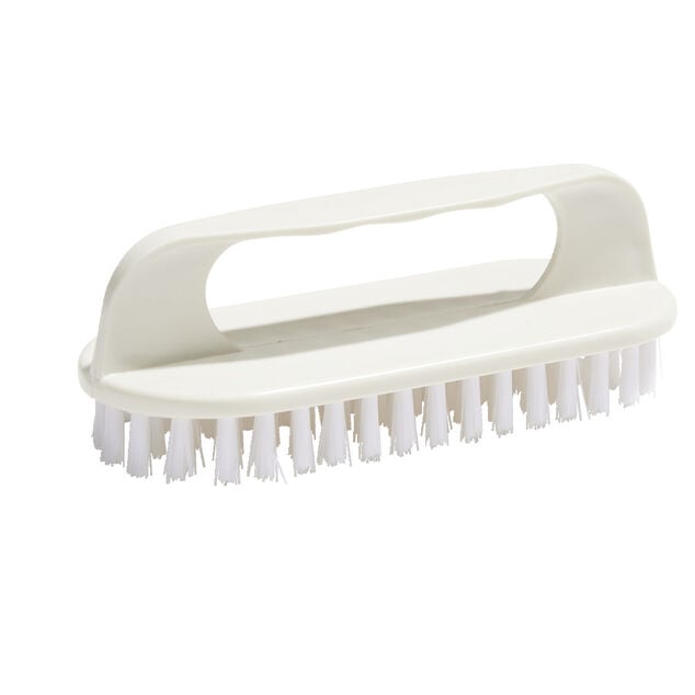 Brosse poign&eacute;e plastique blanc L13,5cm