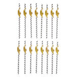 Lot de 16 pailles décorées papier L25cm