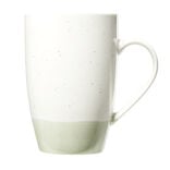Mug en faïence blanc chiné et vert 500ml H15,5cm