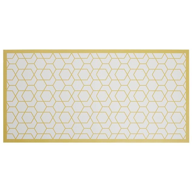 Tapis vinyle imprim&eacute; graphique jaune L.99 cm