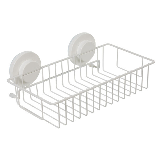 Panier serviteur de douche &agrave; ventouse blanc