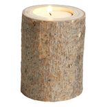 Bougeoir rondin de bois &Oslash;6xH8cm