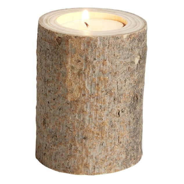 Bougeoir rondin de bois &Oslash;6xH8cm