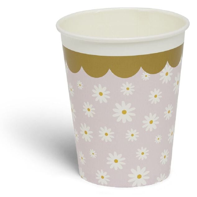 Lot de 8 gobelets motif pâquerette carton 24cl - 4 coloris