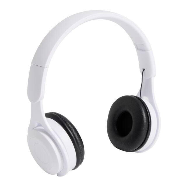 Casque audio et micro filaire pliant blanc et noir 1,20m
