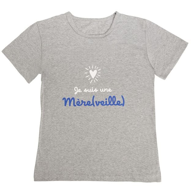 T-shirt Je suis une m&egrave;re(veille) gris