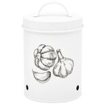 Boîte de conservation pour ail en métal blanc