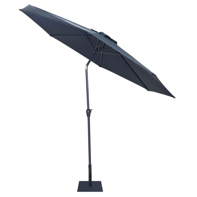 Parasol centr&eacute; Cuba inclinable &agrave; manivelle gris fonc&eacute; &Oslash;300xH245cm