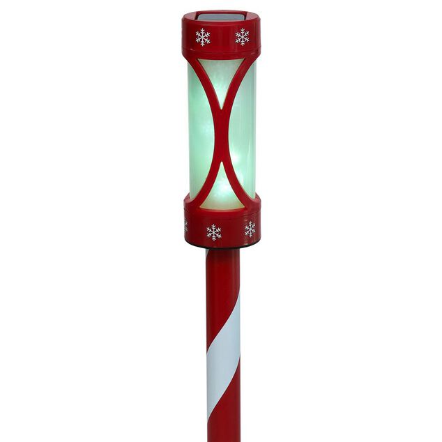 Borne solaire rouge et blanche 10LED couleurs changeantes H100cm