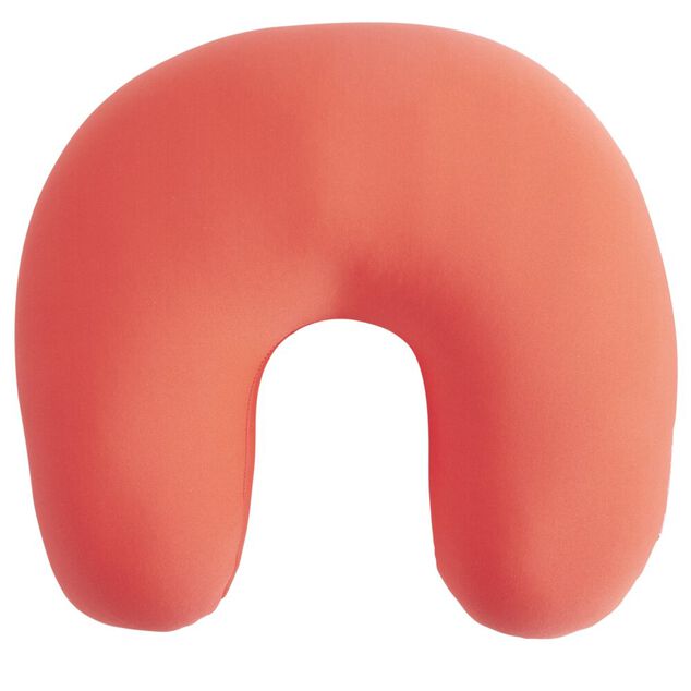 Coussin de voyage microbilles support nuque ergonomique orange 28x28cm