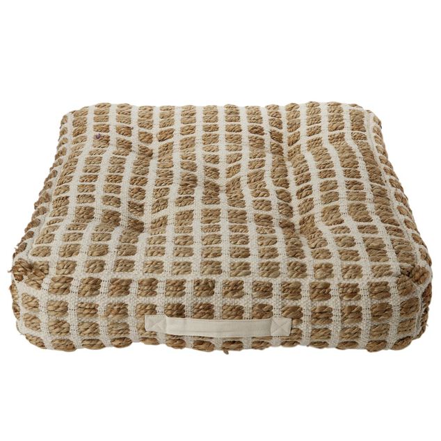 Coussin de sol &agrave; carreaux 50x50cm beige