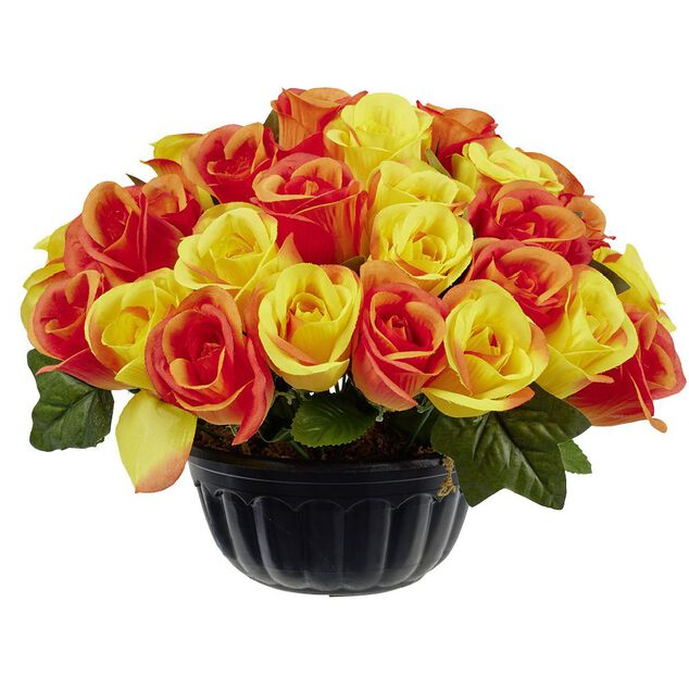 Boule de roses - Fleur artificielle orange et jaune