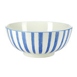 Saladier rond porcelaine 1,6L Felicita ray&eacute; blanc et bleu &Oslash;21xH9cm