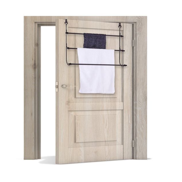 Porte-serviettes &agrave; suspendre en fer noir 48,5x12xH54cm