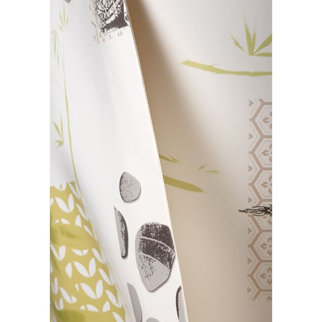 Prot&egrave;ge table imprim&eacute; fleur galet Zen vert 140 cm