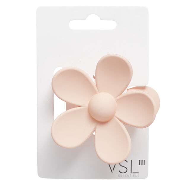 Pince à cheveux fleur plastique mat uni 7,5x4xH7cm (5 modèles)