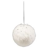 Boule de Noël fausse fourrure blanche pailletée Ø8 cm