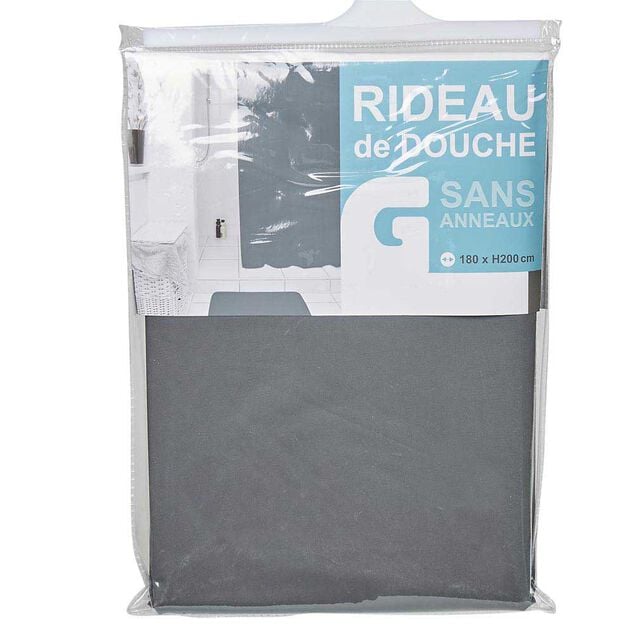 Rideau de douche gris fonc&eacute; sans anneaux