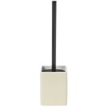 Brosse WC socle carré grès rayure verticale blanc beige 9,2x9,2xH36cm