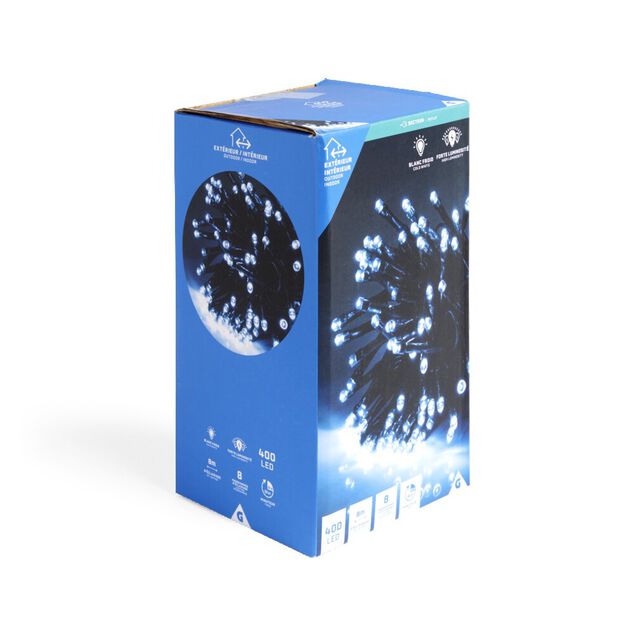 Guirlande lumineuse ext&eacute;rieur cluster 400LED blanc froid 8m