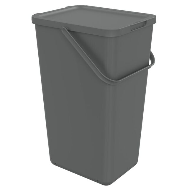 Poubelle de tri 32L plastique gris 34x28xH53cm