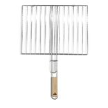 Grille double barbecue 60x40cm m&eacute;tal et bois