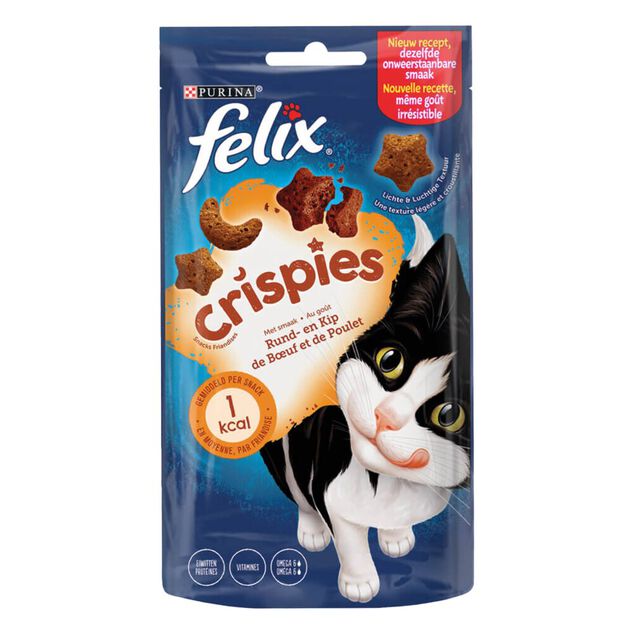 Friandise pour chat F&eacute;lix crispies saveur boeuf et poulet sachet 45g