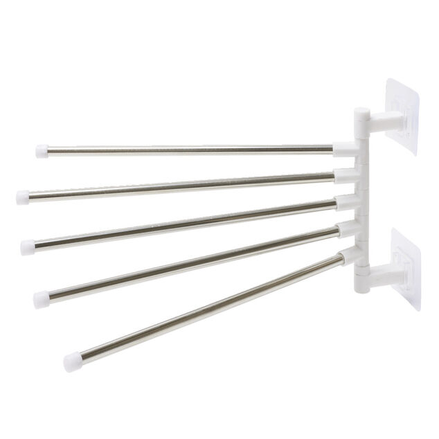 Porte-serviette rotatif 5 branches avec adh&eacute;sif blanc 26xH16,5cm