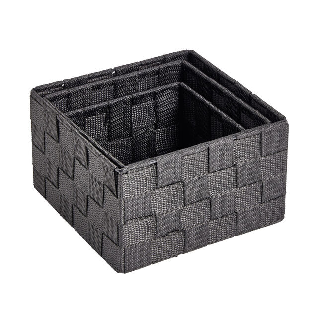 Lot de 3 pani&egrave;res tress&eacute;es 3 tailles - 2 mod&egrave;les gris clair ou fonc&eacute;