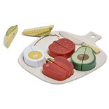 Aliment &agrave; d&eacute;couper avec planche bois 7 pi&egrave;ces