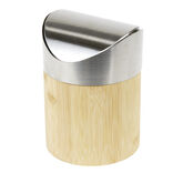 Poubelle de table en bambou et m&eacute;tal &Oslash;12xH16,5cm