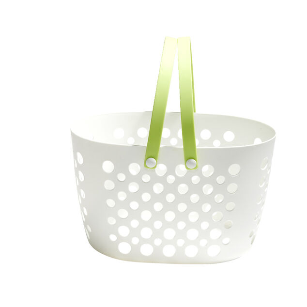 Panier de rangement plastique blanc ajour&eacute; 31x21xH19cm - 3 mod&egrave;les
