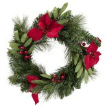 Couronne de Noël poinsettia vert et rouge Ø40cm