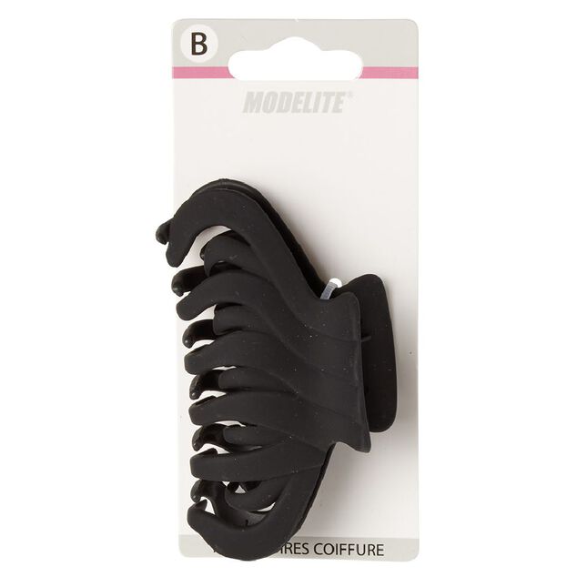 Pince &agrave; cheveux crocodile noir mat toucher doux L9cm