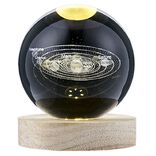 Boule de cristal gravée socle LED thème astro Ø9xH10cm