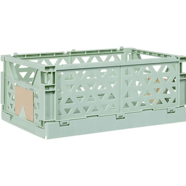 Caisse pliable avec porte-&eacute;tiquette vert L33xl25xH15cm