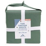 Taie d'oreiller 50x70cm 100% coton percale finition droite vert