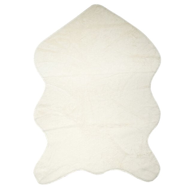 Tapis fausse fourrure blanc cass&eacute; 60x90cm