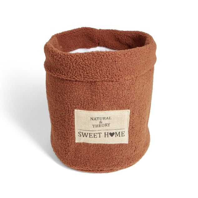 Pani&egrave;re laine boucl&eacute;e marron 30xH26cm