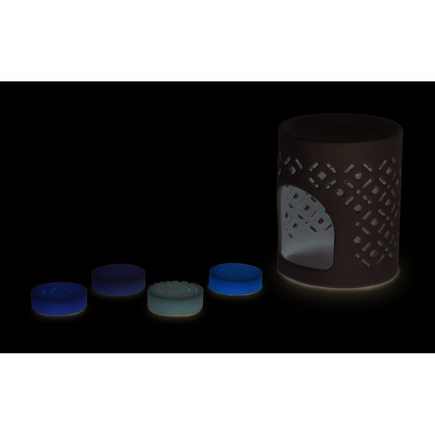 Br&ucirc;le parfum en c&eacute;ramique avec 4 galets de cire parfum&eacute;s