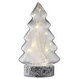 Sapin en verre lumineux 10 LED blanc chaud H21,5 cm