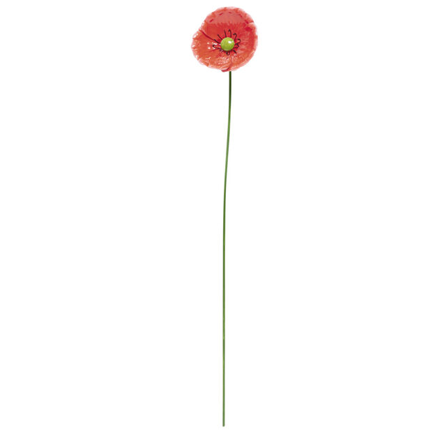 Fleur m&eacute;tal &agrave; planter coquelicot rouge H70cm