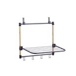 Séchoir de porte 3m d'étendage bambou et plastique noir 45x30xH40cm