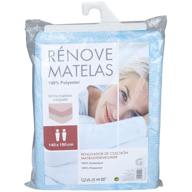 Housse r&eacute;nove matelas 2 personnes 140x190 cm imprim&eacute; gris