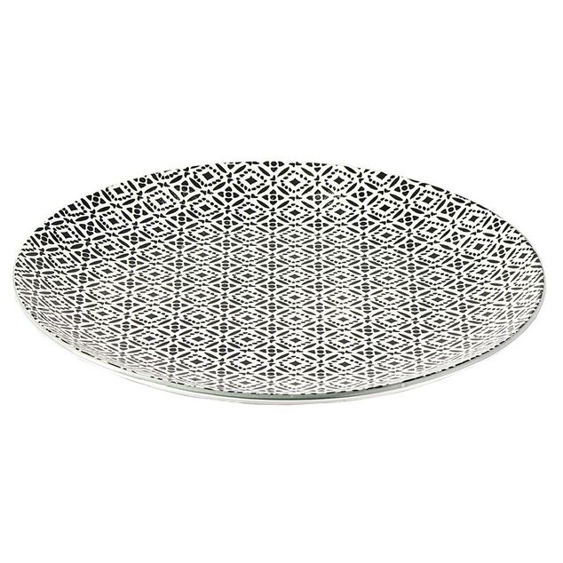 Assiette plate ronde motif g&eacute;om&eacute;trique noir et blanc &Oslash;26.5cm (3 mod&egrave;les)