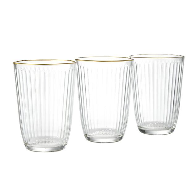 Verre haut strié bord doré 39,5cl Ø8,5cm H12cm