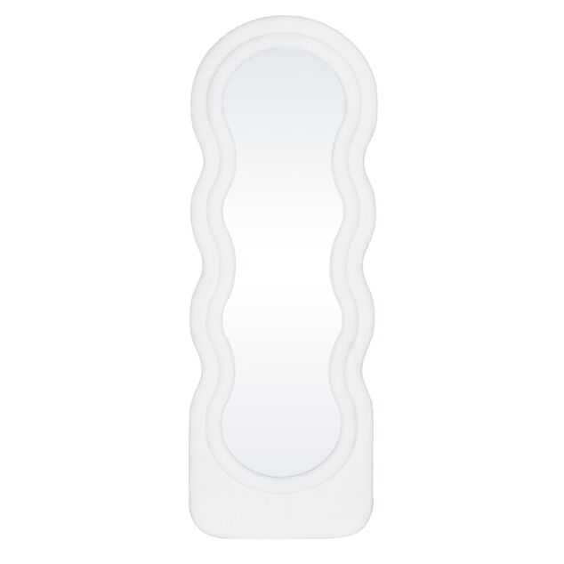 Miroir mural ondul&eacute; contour laine boucl&eacute;e 60xH170cm